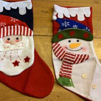 Нови 2 броя големи Чорапи Украса Декорация Коледа Празници, снимка 7 - Декорация за дома - 38956488