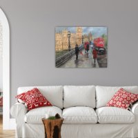 Дъждовен Лондон маслена картина , снимка 2 - Картини - 42133831