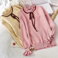 Плетена бежова блуза, снимка 1 - Блузи с дълъг ръкав и пуловери - 34570843