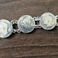 Стара сребърна гривна от монети , снимка 4 - Други ценни предмети - 39063633