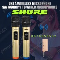 Професионални микрофони-2бр. безжични, Метална решетка, 6.35 мм,USB, снимка 1 - Микрофони - 39692084