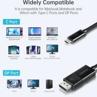 CHOETECH USB C към DP кабел (4K @ 60Hz), USB Type C Thunderbolt 3 към DP кабел -180 см, снимка 4 - Кабели и адаптери - 37742479