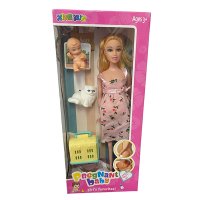 Бременна кукла Барби с бебе, домашен любимец и клетка, в кутия, варианти Код: 97244, снимка 2 - Кукли - 43105415
