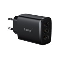 Baseus Compact charger 3x USB 17W black, снимка 2 - Друга електроника - 43537236