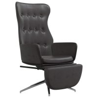 Релакс стол с опора за крака, лъскаво черно, изкуствена кожа, снимка 5 - Столове - 43785975