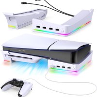 Auarte 2023 RGB странична стойка за PlayStation 5 с бързо зареждане на контролера, бял, снимка 1 - Аксесоари - 43941526
