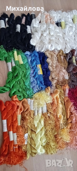 Копринени конци/коприна за бродиране 40, 10 гр. и започнати чилета, снимка 1