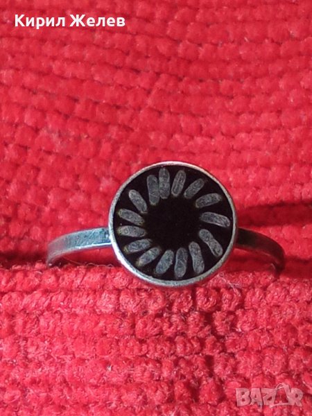 СТАР СРЕБЪРЕН МАЙСТОРСКИ с НИЕЛО ЕФЕКТ ЕМАЙЛИРАН ПРЪСТЕН СРЕБРО 925 БИЖУ МАЙСТОРСКА ИЗРАБОТКА 25356, снимка 1