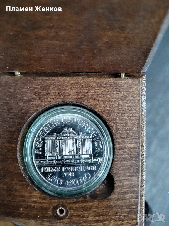 Сребърна монета 1 тройунция сребро 2012 г. Виенска филхармония , снимка 1