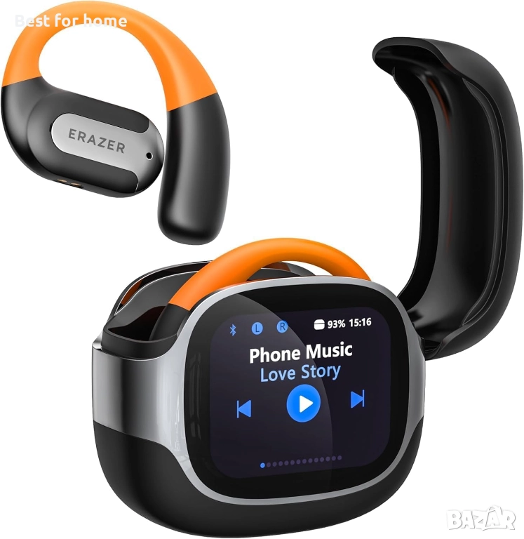 ERAZER AI слушалки за превод на езици, отворен LCD сензорен екран с превод в реално време., снимка 1