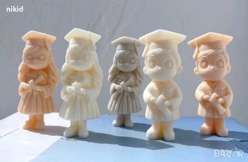 3d Абитуриент студент абсолвент завършване бал момиче момче силиконов молд форма шоколад гипс свещ , снимка 1