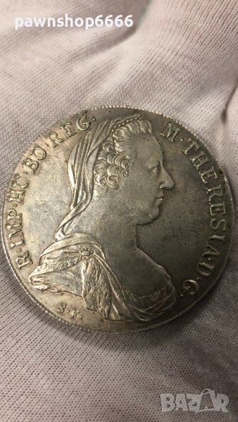 Сребърна монета  Австрия 1 талер, 1780 Мария Терезия - надпис: IUSTITIA ET CLEMENTIA рестрайк, снимка 1