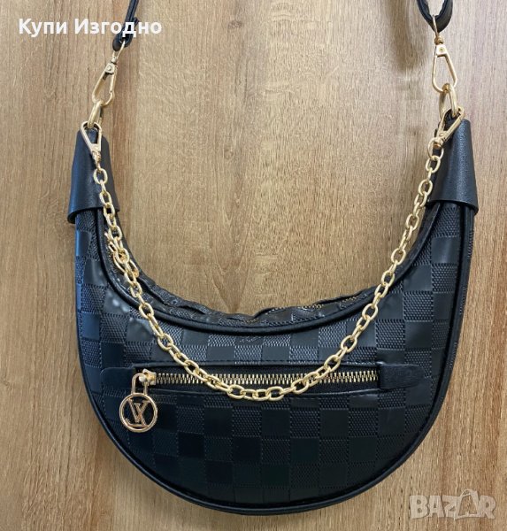 Кожена чанта LOUIS VUITTON Black Monogram Loop Bag golden, снимка 1