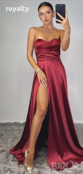 Официална дълга рокля в бордо, снимка 1