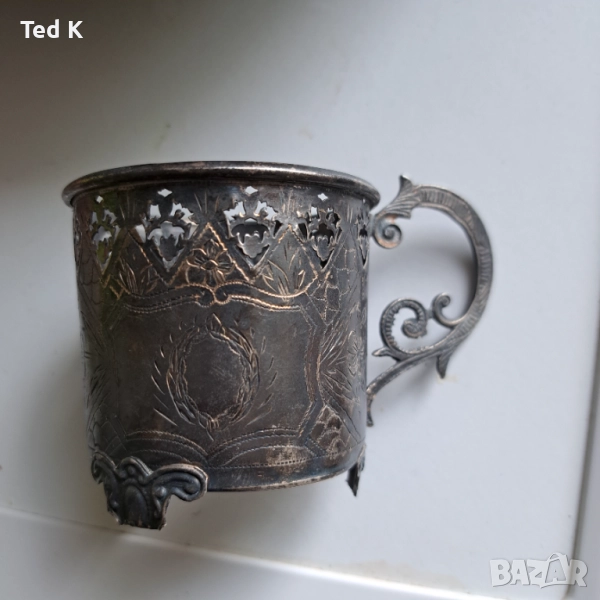 Османска империя сребърен подстакан сребро тугра, снимка 1