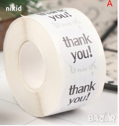 100 бр Thank You бели изчистени малки самозалепващи лепенки стикери за ръчна изработка за подарък, снимка 1
