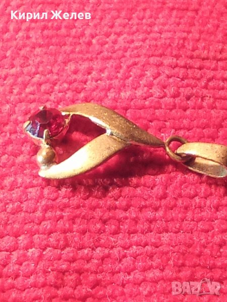 СТАРИННО СКЪПОЦЕННО АРТ ДЕКО БИЖУ БРОНЗ ПОЗЛАТА с ФАСЕТИРАН ГРАНАТ МЕДАЛЬОН ПЕНДАНТ 72101, снимка 1