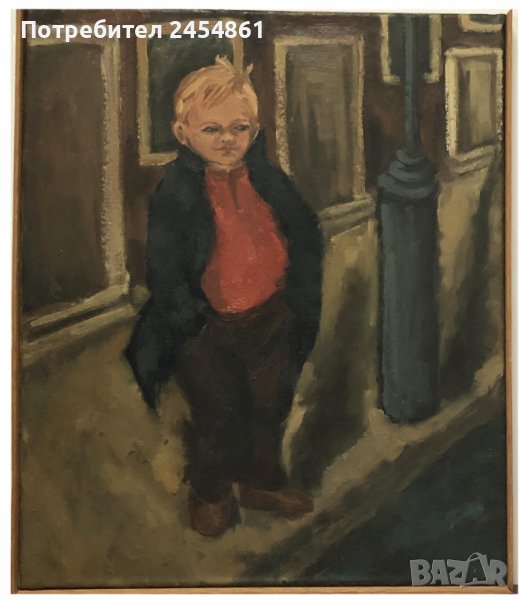 картина, Гаврош, масло, антика, момче, art, маслени бои, изкуство , снимка 1