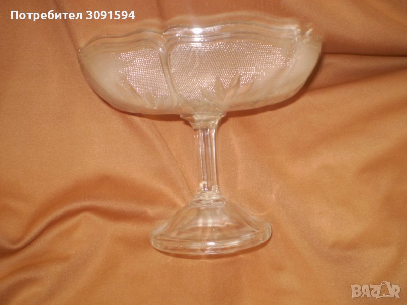 19 век стъклена фруктиера бонбониера прозрачно стъкло, снимка 1