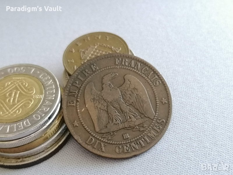 Mонета - Франция - 10 сентима (Наполеон III) | 1861г., снимка 1