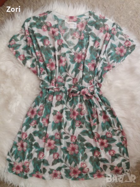 -20% Рокля на цветя с остро деколте и с коланче , снимка 1