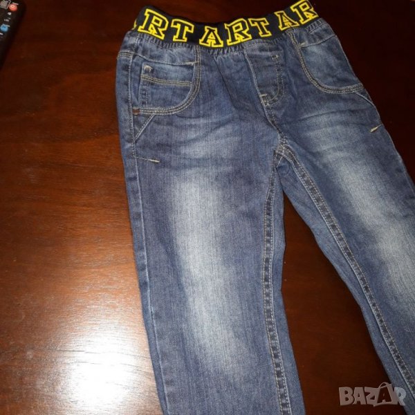 3-4г 104см Дълги панталони тип дънки, подплатено Цвят синьо Без следи от употреба, снимка 1
