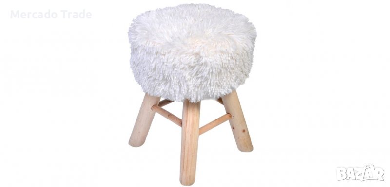 Декоративна табуретка, Бяла, снимка 1
