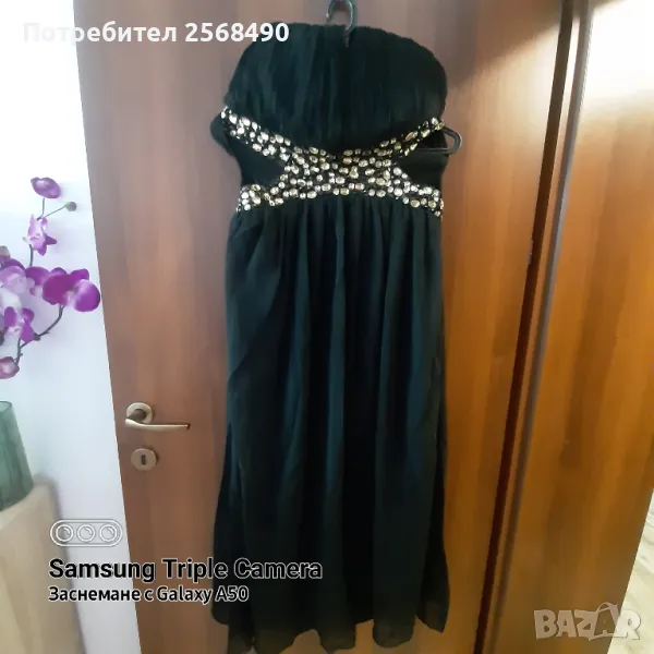 Официална черна рокля с камъни. , снимка 1