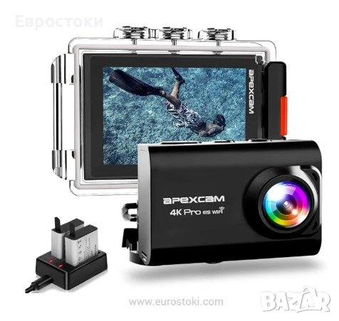 Екшън камера Apexcam M80 Pro EIS, 4K, 20MP, спортна камера, водоустойчива 40M, 170°, WiFi, 2.4G , снимка 1