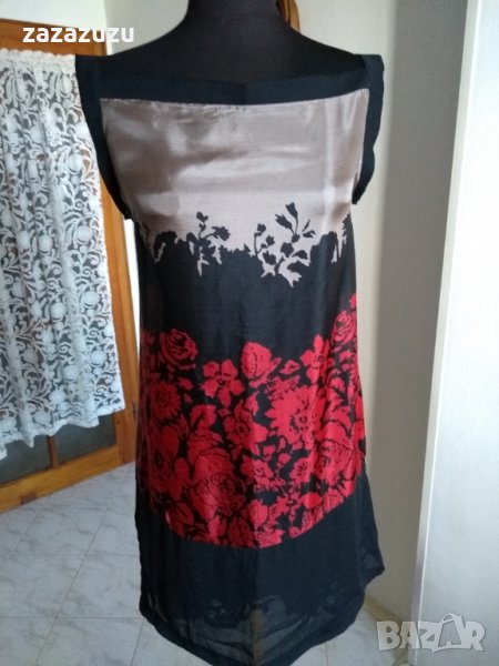 SIMONA BARBIERI Twinset 100% естествена коприна, рокля в черно и червено, снимка 1