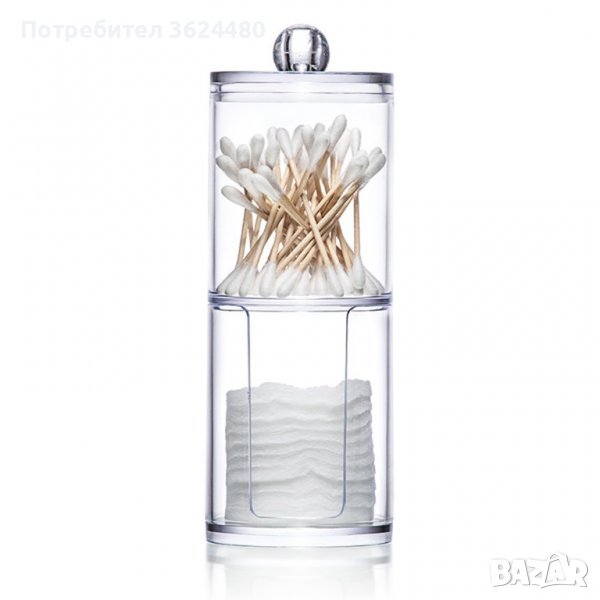 1918 2 в 1 Прозрачен Органайзер за Клечки за Уши и Памучни Тампони, снимка 1