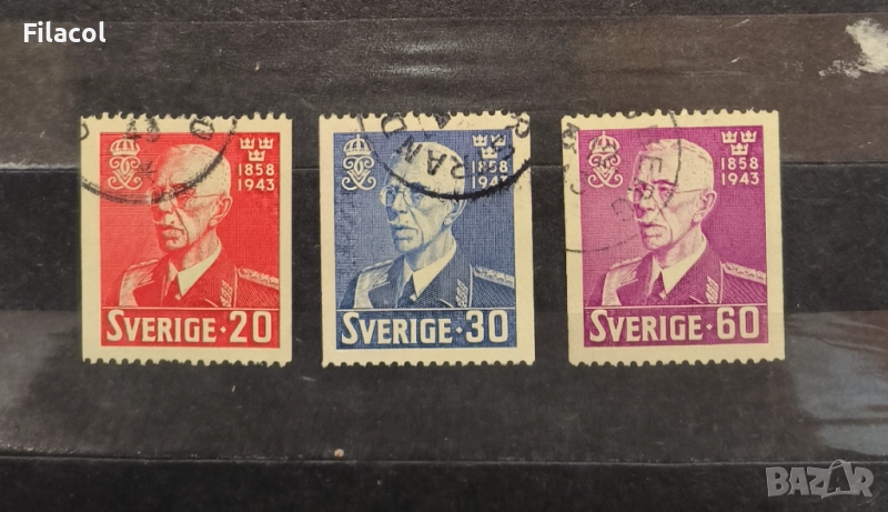 Швеция 1943 г.85 г. от рождението на крал Густав V, снимка 1