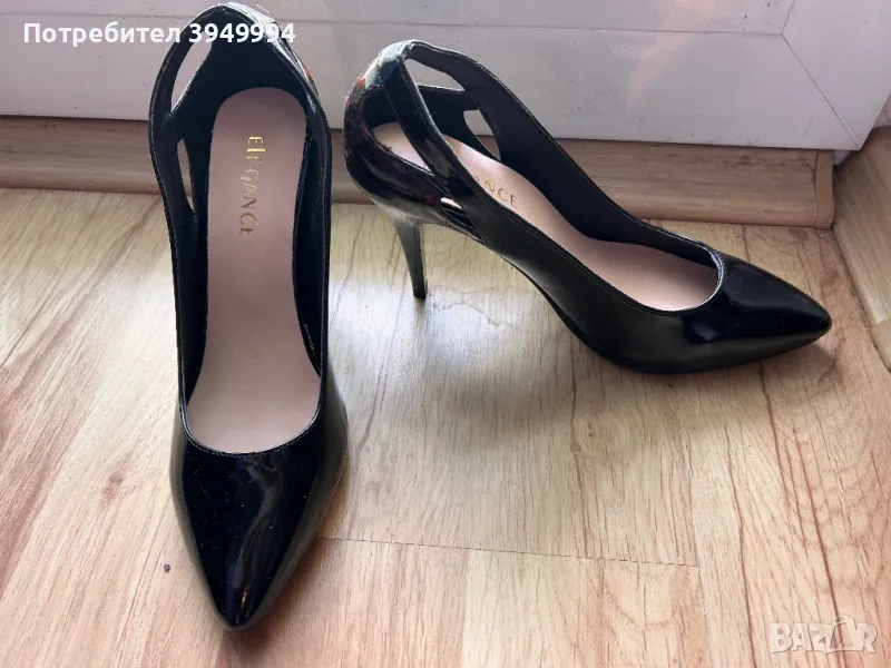 Дамски официални лачени черни обувки , снимка 1