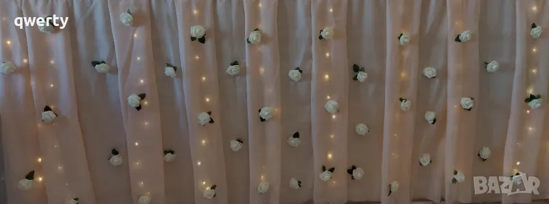  Декорация за младоженска маса с покривка, украса за сватба, снимка 1