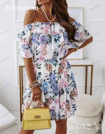 Ликвидация! Дамска лятна рокля с щампа - Доставка 24 часа , снимка 1