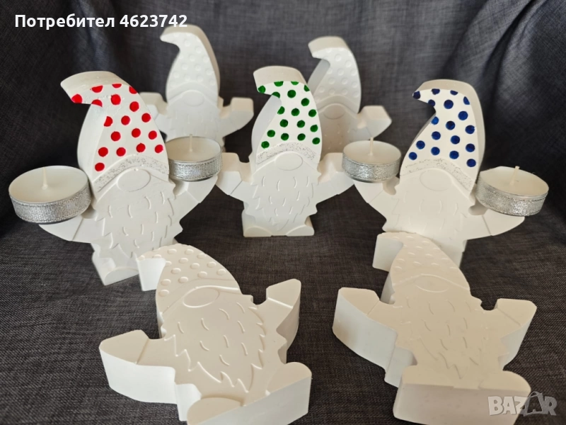 Керамично гномче свещник +2 свещи, снимка 1