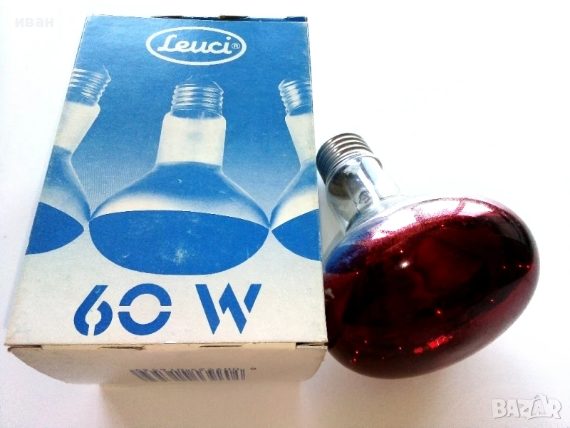 Рефлекторна червена крушка Е27 ,230V, 60W Нова, снимка 1