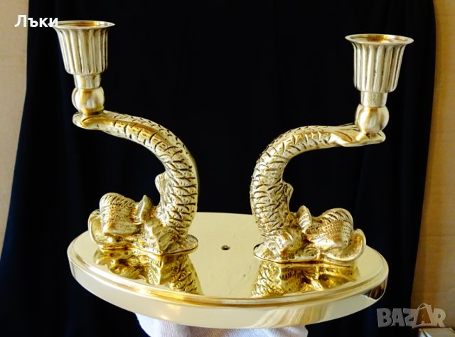 Бронзов свещник риби 2 кг.,християнство.