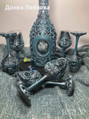 Сервиз за аперитив ръчна изработка в сребро , снимка 1