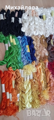 Копринени конци/коприна за бродиране 40, 10 гр. и започнати чилета