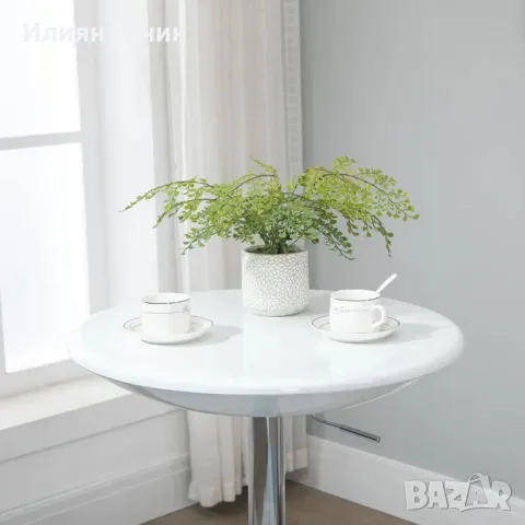 HOMCOM бар маса с регулируема височина, метал ABS лак бяло Ø61 x 76-97 см, снимка 2 - Маси - 50357164