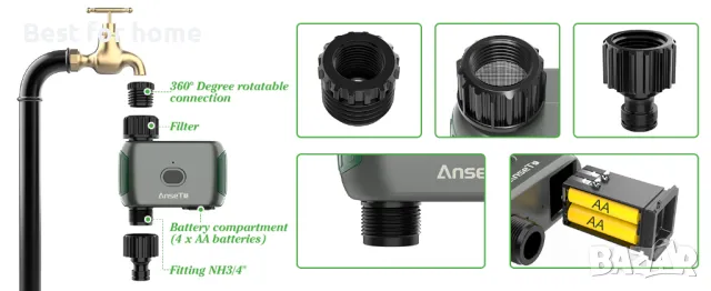 WiFi програматор за вода и поливни системи с хъб AnseTo, снимка 9 - Напояване - 47819574