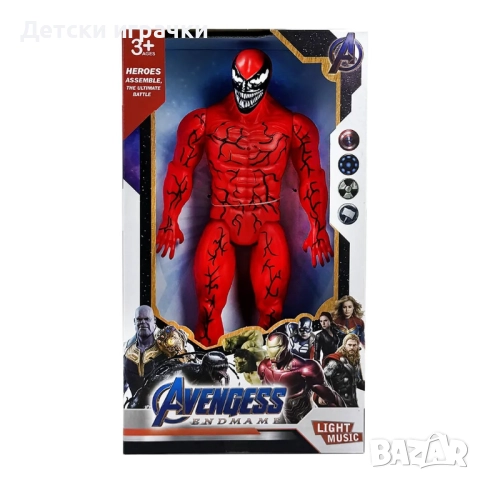 Комплект 4 фигури Железния човек, Симбиот Спайдърмен, Карнидж, Кап. Америка, снимка 5 - Фигурки - 52642436