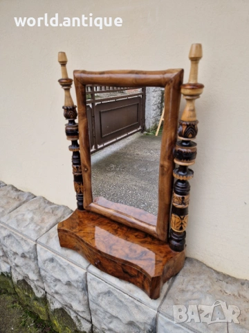 Прекрасна антикварна холандска конзола с огледало масив интарзия дърворезба 