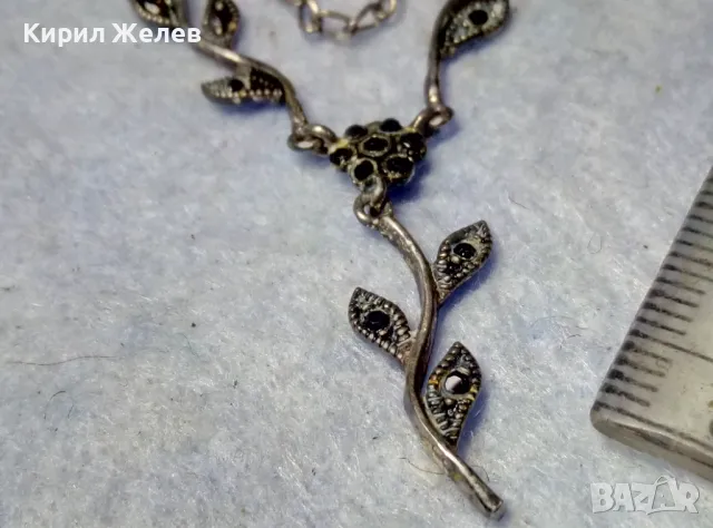 РАЗКОШНО ФЛОРАЛНО СКЪПОЦЕННО СРЕБЪРНО КОЛИЕ СРЕБРО 925 с ЮВЕЛИРНО ФАСЕТИРАНИ МАРКАЗИТИ 37725, снимка 10 - Колиета, медальони, синджири - 49606164