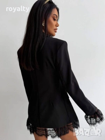 Дамско черно елегантно сако с дантела, снимка 2 - Сака - 53527742