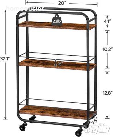 ПРОМОЦИЯ Мобилна стойка за съхранение на 3 нива BF18TC01, снимка 4 - Етажерки - 49259064