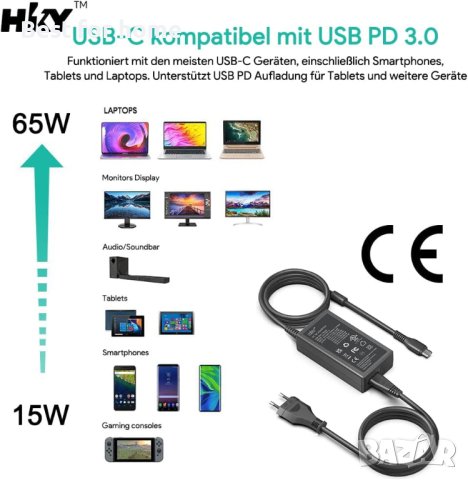 Универсално зарядно 65W USB Type C от HKY- 5- 20V, снимка 2 - Друга електроника - 43681981