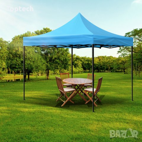 Сгъваема метална шатра 3×3м синя, снимка 1 - Градински мебели, декорация  - 30085537