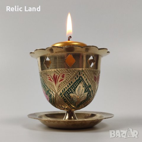 Чашка за свещ от месинг, снимка 4 - Антикварни и старинни предмети - 43896034